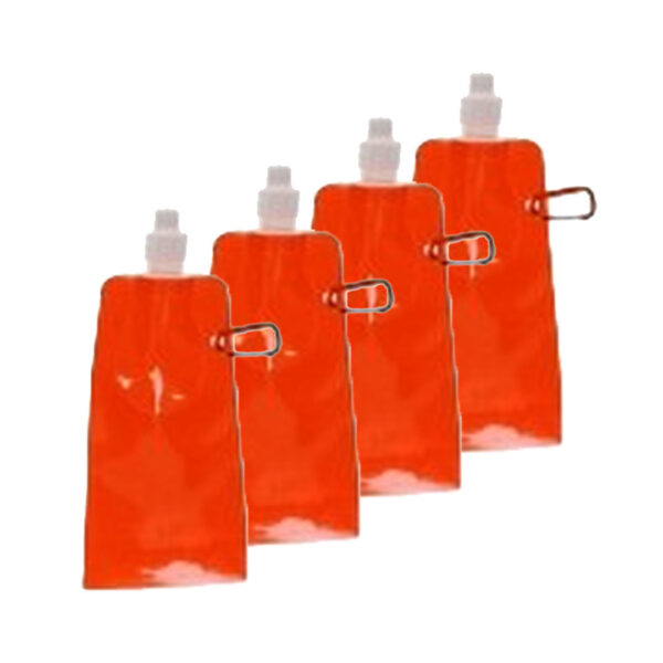 Waterzak - 8x - oranje - navulbaar - opvouwbaar met haak - 400 ml - festival/outdoor
