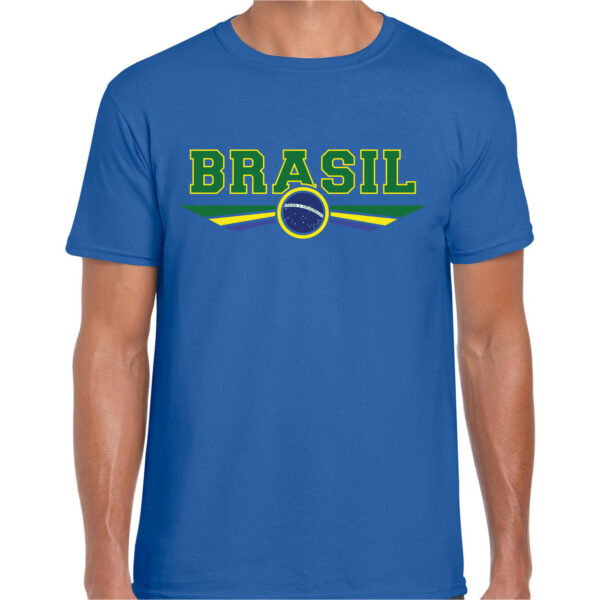 Brazilie / Brasil landen shirt met Braziliaanse vlag blauw voor heren