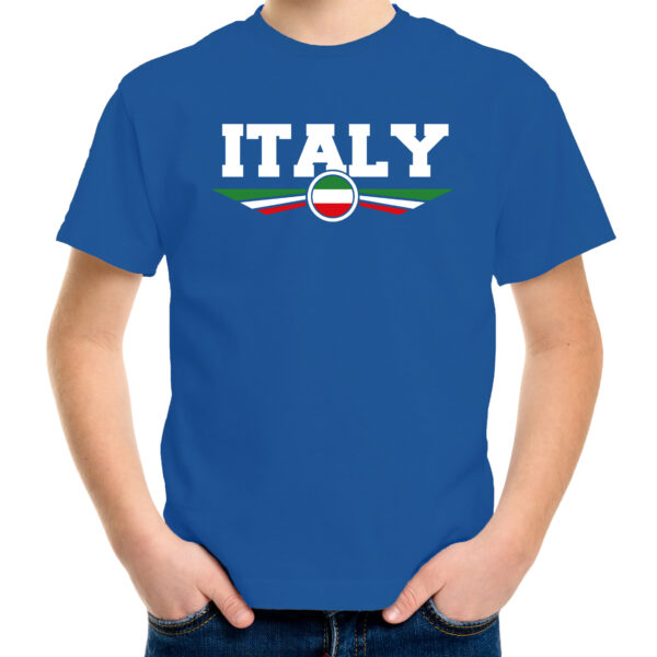 Italie / Italy landen shirt met Italiaanse vlag blauw voor kids