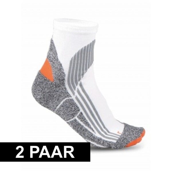 2x paar hardloop sokken - in het wit - maat 43-46