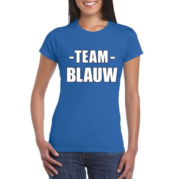 Team shirt blauw dames voor bedrijfsuitje