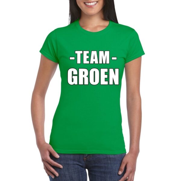 Team shirt groen dames voor bedrijfsuitje