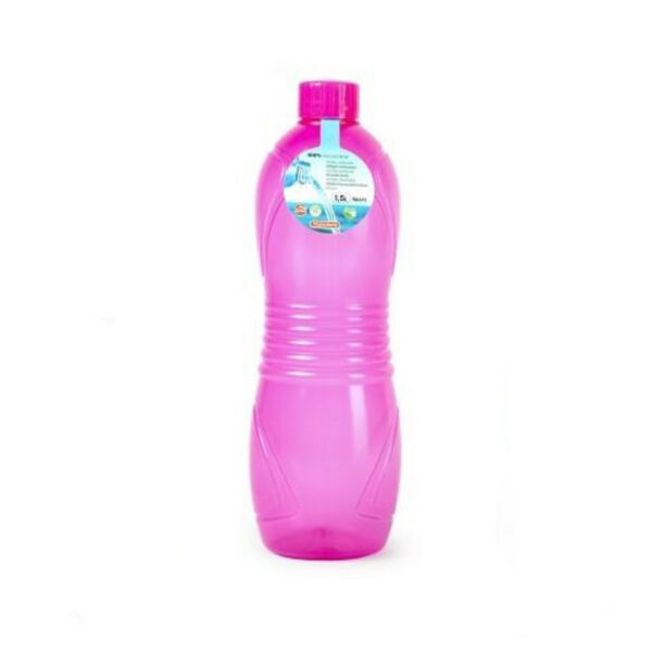 Plasticforte Drinkfles/waterfles/bidon - 1500 ml - transparant/roze - kunststof