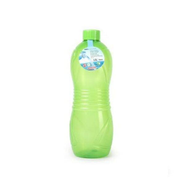 Plasticforte Drinkfles/waterfles/bidon - 1000 ml - transparant/groen - kunststof