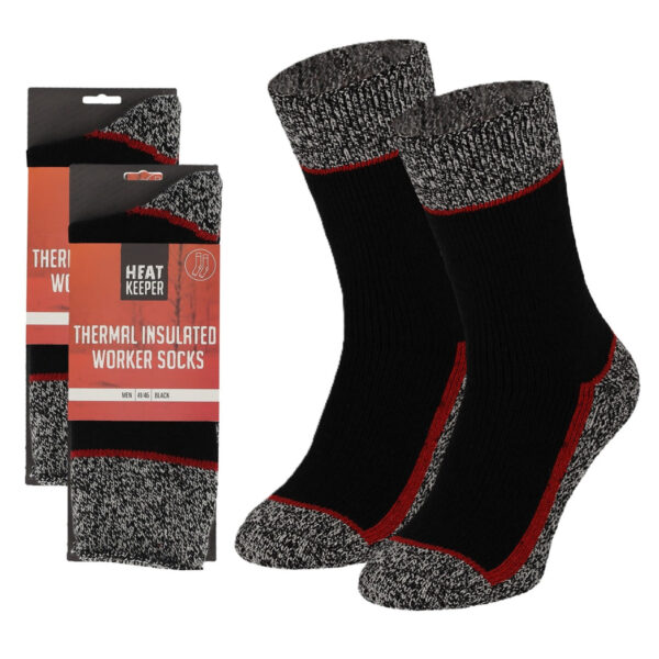Thermo werk sokken voor heren/dames - 2x - zwart - 41/46 - Winter