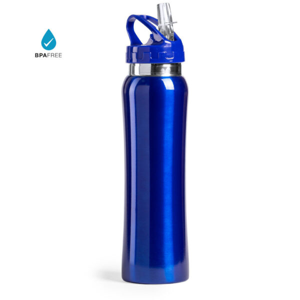Drinkfles/waterfles Powerline - 800 ml - metallic blauw - RVS