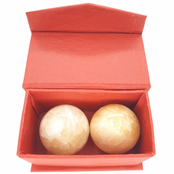 Chinese Meridiaankogels - Set van 2x st - marmer kleur geel - D4 cm