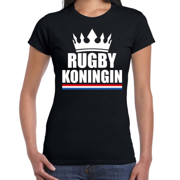 Rugby koningin t-shirt zwart dames - Sport / hobby shirts