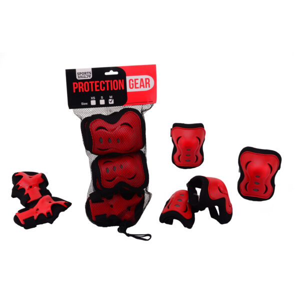 JohnToy knie beschermers set - voor kinderen - zwart/rood - Valbeschermers - 5 delig