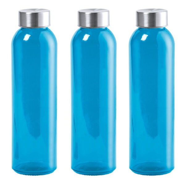 Waterfles/drinkfles AQUAMAN - 3x - glas - Blauw - met RVS dop - 500 ml - Sportfles - Bidon