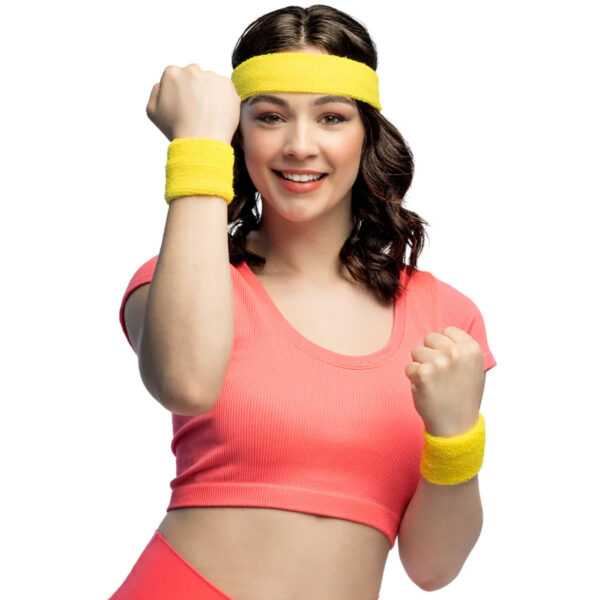 Boland Zweetbandjes set van 3 stuks - Neon Geel