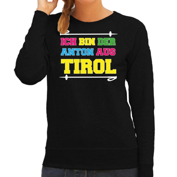 Bellatio Decorations Apres ski sweater voor dames - anton aus tirol - zwart - apres ski/wintersport