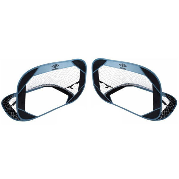 Umbro voetbaldoel - 2x - uitklapbaar - reistas - kunststof - blauw/zwart - 110x78cm