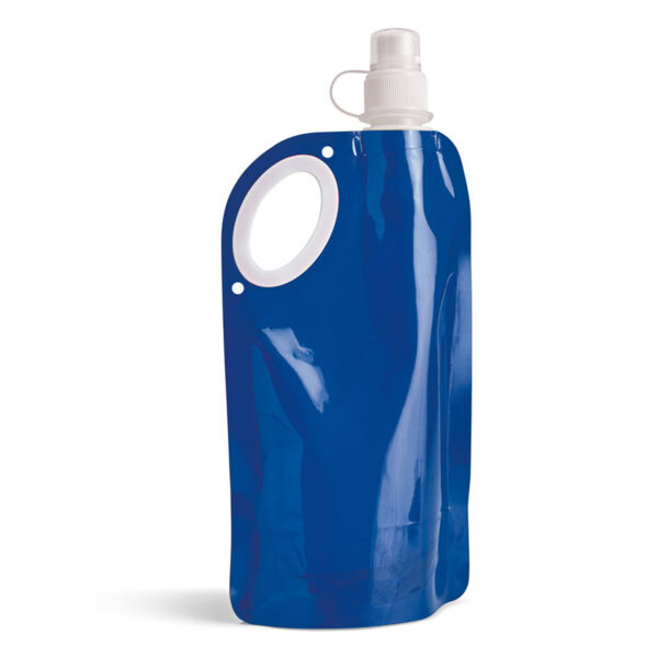 Waterfles/drinkfles opvouwbaar - blauw - kunststof - 770 ml - schroefdop - waterzak