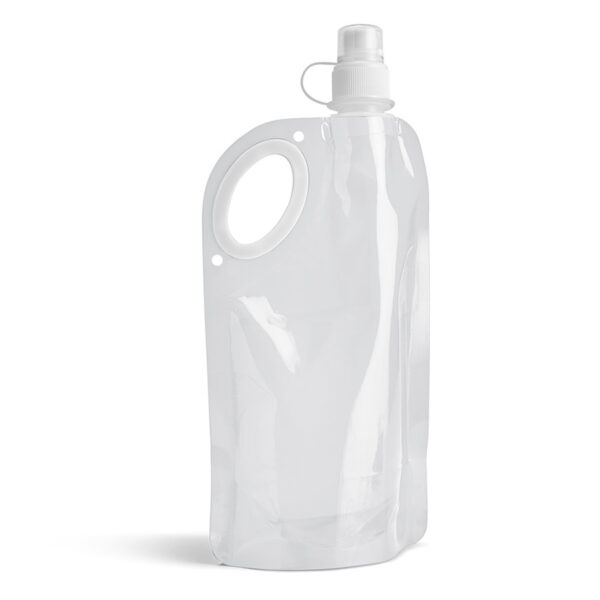 Waterfles/drinkfles opvouwbaar - wit - kunststof - 770 ml - schroefdop - waterzak