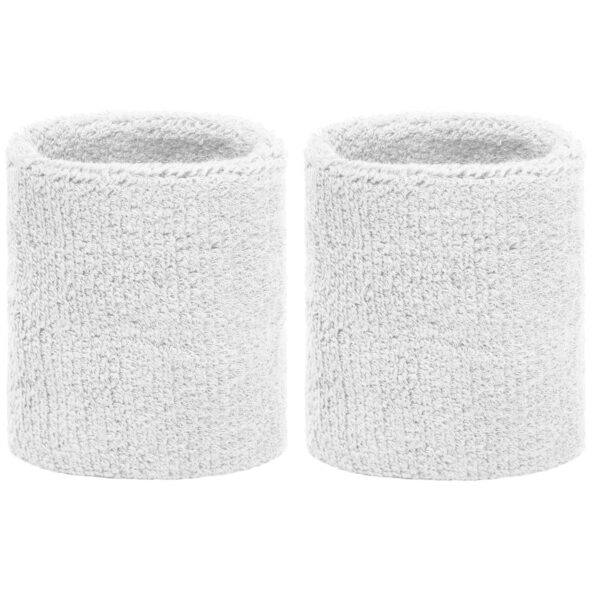 Set van 2x stuks zweetbandjes wit voor om de pols