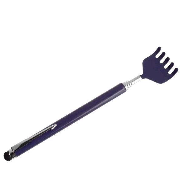 Rugkrabber - uitschuifbaar - donkerblauw - harkje - massage krabber - metaal