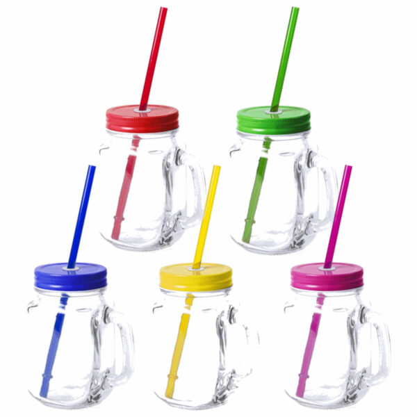 10x stuks Glazen Mason Jar drinkbekers met dop en rietje 500 ml