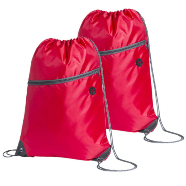 Sport gymtas/rugtas - 2x - rood - 34 x 44 cm - polyester - met rijgkoord