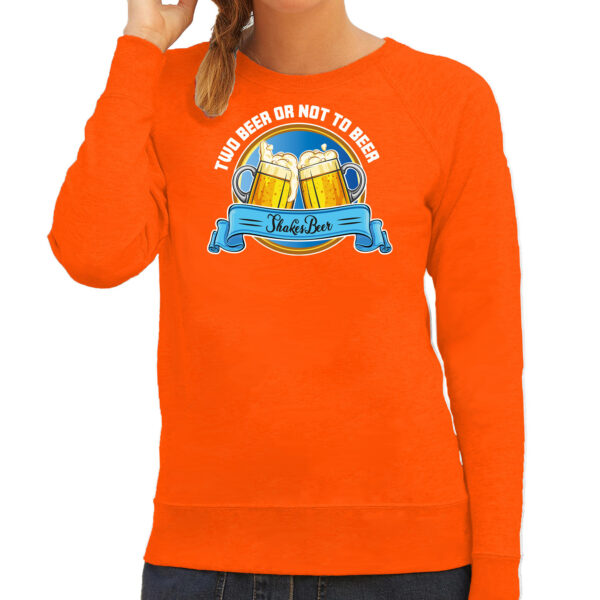 Bellatio Decorations Apres ski sweater dames - two beer or not to beer - oranje - wintersport - bier