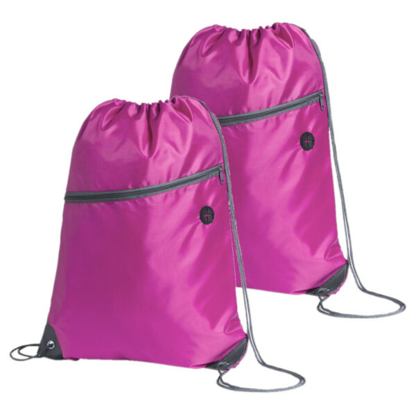 Sport gymtas/rugtas - 2x - roze - 34 x 44 cm - polyester - met rijgkoord