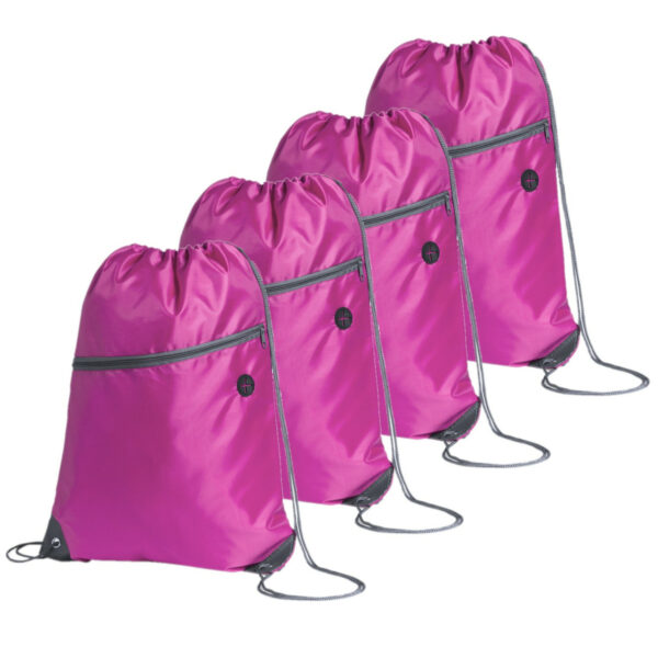 Sport gymtas/rugtas - 4x - roze - 34 x 44 cm - polyester - met rijgkoord