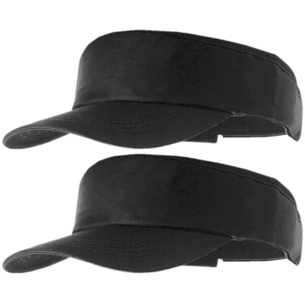 2x stuks katoenen zwarte zonneklep pet voor dames/heren/volwassenen