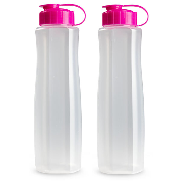 4x stuks kunststof waterflessen 1500 ml transparant met dop roze