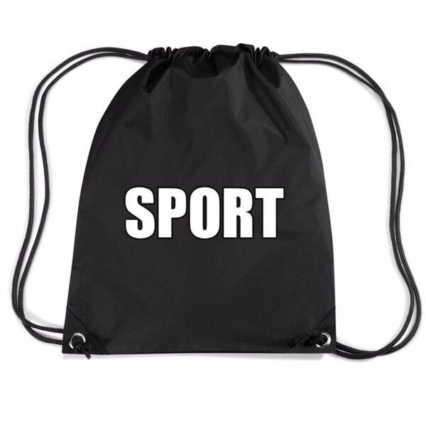 Bellatio Decorations Nylon sport gymtasje - sporttasje - zwemtasje - zwart - jongens en meisjes