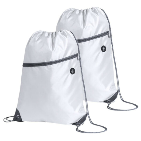 Sport gymtas/rugtas - 2x - wit - 34 x 44 cm - polyester - met rijgkoord