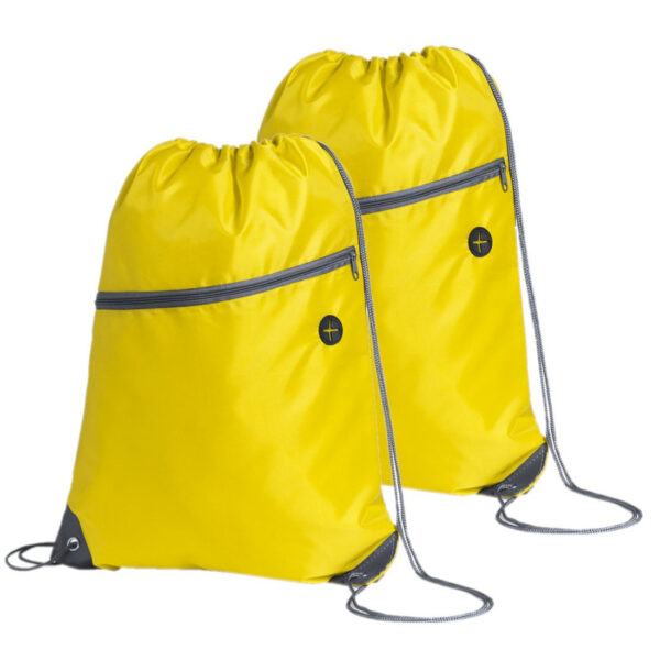 Sport gymtas/rugtas - 2x - geel - 34 x 44 cm - polyester - met rijgkoord