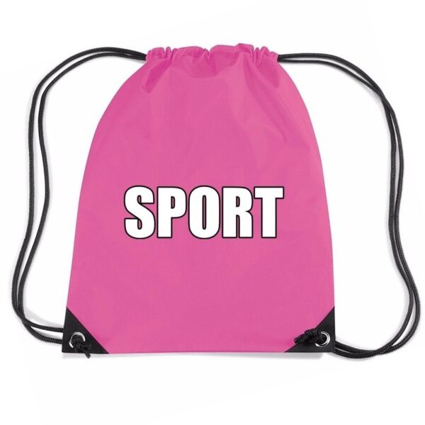 Nylon sport gymtasje / sporttasje / zwemtasje - roze - jongens en meisjes
