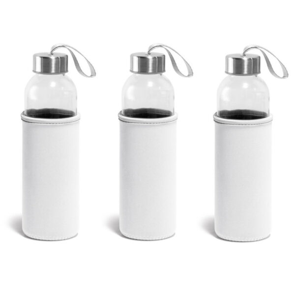 10x Glazen waterflessen/drinkflessen met witte soft shell hoes 520 ml