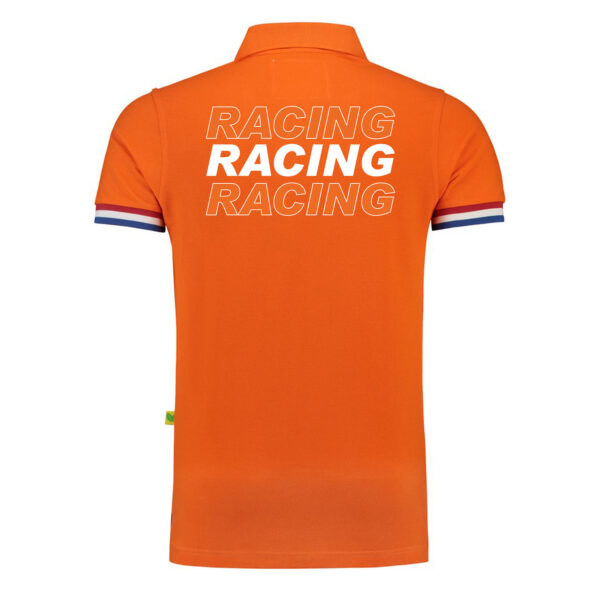Luxe grote maten Racing supporter / race fan polo shirt oranje voor heren