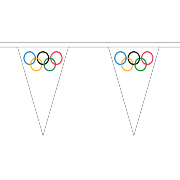 Olympische Spelen vlaggenlijn - 2x - 5 meter - puntvlaggetjes - polyester - binnen / buiten