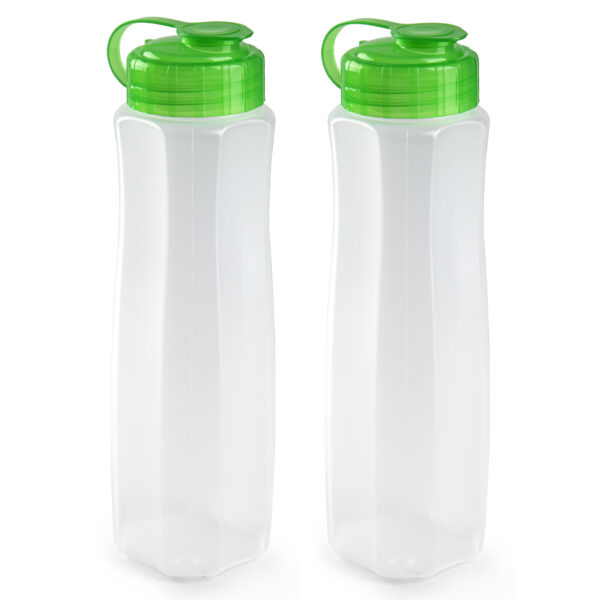 4x stuks kunststof waterflessen 1000 ml transparant met dop groen