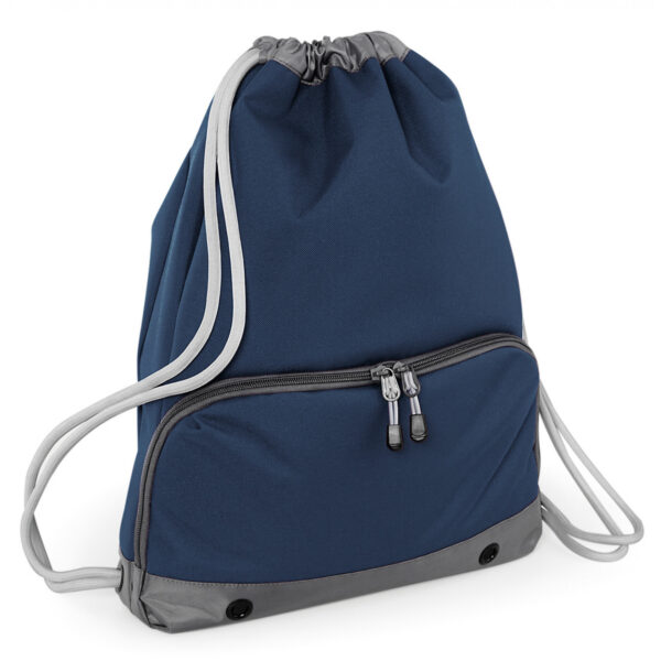 Gymtas rugtas Sporty - 2x stuks - navy blauw - met rijgkoord - 49 x 35 cm - 18 liter - kleine rugzak