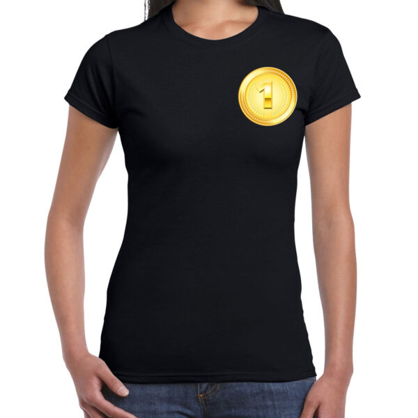 Winnaar gouden medaille shirt Kampioen zwart dames
