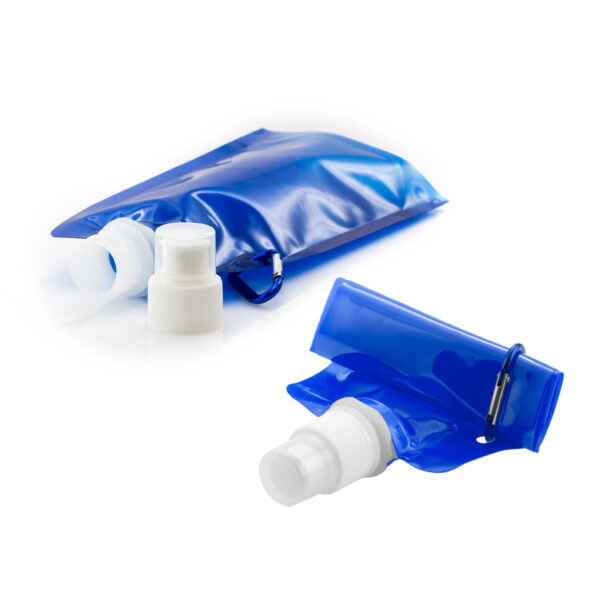 Waterzak - 8x - blauw - navulbaar - opvouwbaar met haak - 400 ml - festival/outdoor