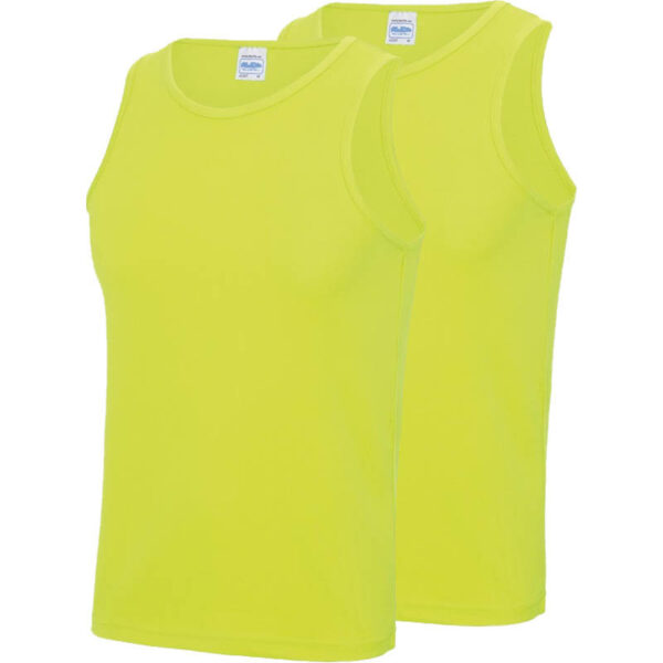 AWDis sport sintlet/tanktop - 2x - heren - Fluor geel - mouwloos - Polyester