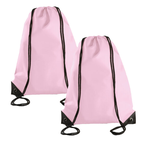 Sport gymtas/draagtas met rijgkoord - 2x - lichtroze - 34 x 44 cm