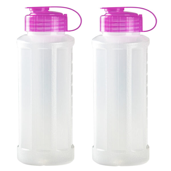 4x stuks kunststof waterflessen 1100 ml transparant met dop roze
