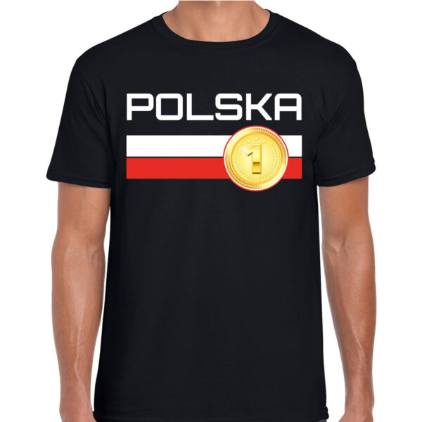 Polska / Polen landen t-shirt zwart heren