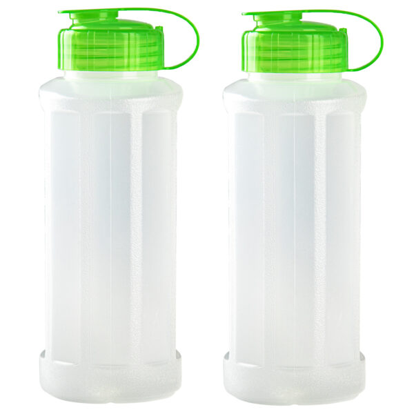2x stuks kunststof waterflessen 1100 ml transparant met dop groen