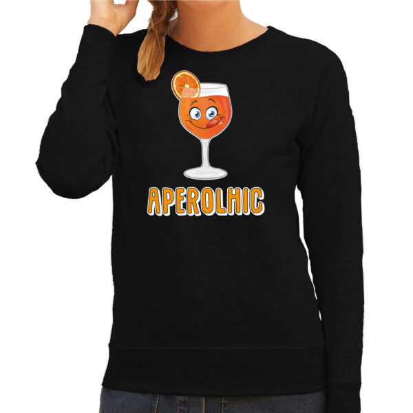 Apres ski sweater voor dames - aperolhic - zwart - aperol spritz - wintersport - alcoholic