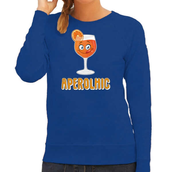 Apres ski sweater voor dames - aperolhic - blauw - aperol spritz - wintersport - alcoholic