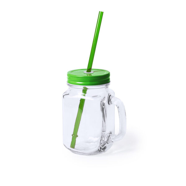 Mason Jar drinkbekers - glas - dop groen met rietje - 500 ml - afsluitbaar - fruit shakes