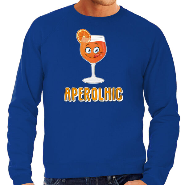 Bellatio Decorations Apres ski sweater voor heren - aperolhic - blauw - aperol spritz - wintersport
