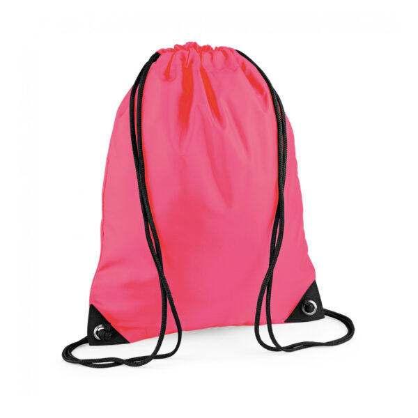 Nylon sport/zwemmen gymtas met rijgkoord - 45 x 34 cm - fluor roze - Kinder tasjes - 12L