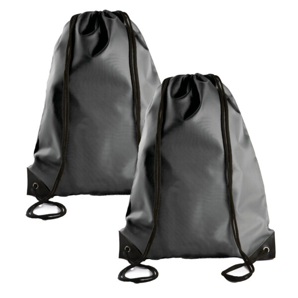 Sport gymtas/draagtas rijgkoord - 2x - donkergrijs - 34 x 44 cm